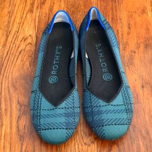 Rothy's Forest Green Plaid - The Flat - EUC - 6.5